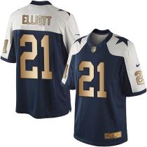 Nike Cowboys -21 Ezekiel Elliott Navy Blue Thanksgiving Stitched NFL Limited Gold Jersey Nike Cowboys -21 Ezekiel Elliott Navy Blue Thanksgiving Stitched NFL Limited Gold Jersey