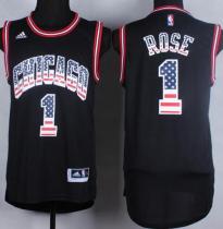Chicago Bulls -1 Derrick Rose Black USA Flag Fashion Stitched NBA Jersey Chicago Bulls -1 Derrick Rose Black USA Flag Fashion Stitched NBA Jersey