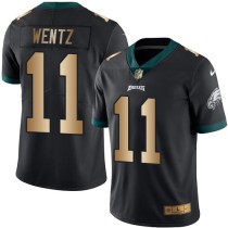 Nike Eagles -11 Carson Wentz Black Stitched NFL Limited Gold Rush Jersey Nike Eagles -11 Carson Wentz Black Stitched NFL Limited Gold Rush Jersey