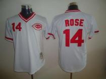 Mitchell and Ness Cincinnati Reds -14 Pete Rose Stitched White Throwback MLB Jersey Mitchell and Ness Cincinnati Reds -14 Pete Rose Stitched White Throwback MLB Jersey