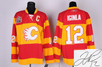 Autographed Calgary Flames -12 Jarome Iginla Stitched Red with 30TH Patch NHL Jersey Autographed Calgary Flames -12 Jarome Iginla Stitched Red with 30TH Patch NHL Jersey