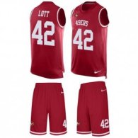 49ers #42 Ronnie Lott Red Team Color Stitched NFL Limited Tank Top Suit Jersey
