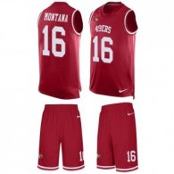 49ers #16 Joe Montana Red Team Color Stitched NFL Limited Tank Top Suit Jersey
