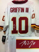 Nike Redskins -10 Robert Griffin III White Stitched NFL Elite Autographed Jersey Nike Redskins -10 Robert Griffin III White Stitched NFL Elite Autographed Jersey