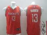 Autographed NBA Houston Rockets -13 James Harden Red Crazy Light Stitched Jersey
