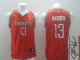 Autographed NBA Houston Rockets -13 James Harden Red Crazy Light Stitched Jersey