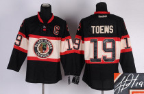 Autographed Chicago Blackhawks -19 Jonathan Toews Black Stitched NHL Jersey