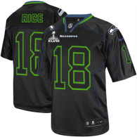 Seattle Seahawks Super Bowl XLVIII #18 Men's Sidney Rice Elite Lights Out Black Jersey