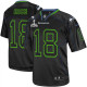 Seattle Seahawks Super Bowl XLVIII #18 Men's Sidney Rice Elite Lights Out Black Jersey