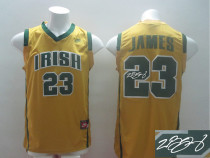 Autographed Miami Heat -23 LeBron James Yellow Irish High School Stitched NBA Jersey Autographed Miami Heat -23 LeBron James Yellow Irish High School Stitched NBA Jersey