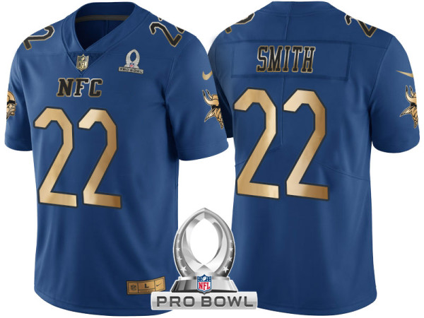 MINNESOTA VIKINGS -22 HARRISON SMITH NFC 2017 PRO BOWL BLUE GOLD LIMITED JERSEY