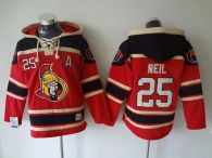 Ottawa Senators -25 Chris Neil Red Sawyer Hooded Sweatshirt Stitched NHL Jersey