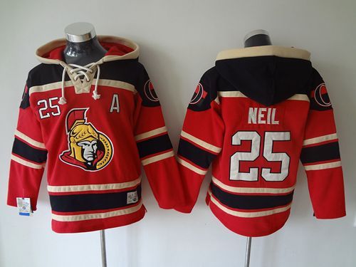 Ottawa Senators -25 Chris Neil Red Sawyer Hooded Sweatshirt Stitched NHL Jersey