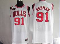 Chicago Bulls -91 Dennis Rodman Stitched White Champion Patch NBA Jersey Chicago Bulls -91 Dennis Rodman Stitched White Champion Patch NBA Jersey