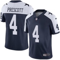 Nike Cowboys -4 Dak Prescott Navy Blue Thanksgiving Stitched NFL Vapor Untouchable Limited Throwback
