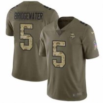 Nike Vikings -5 Teddy Bridgewater Olive Camo Stitched NFL Limited 2017 Salute To Service Jersey Nike Vikings -5 Teddy Bridgewater Olive Camo Stitched NFL Limited 2017 Salute To Service Jersey