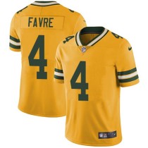 Nike Packers -4 Brett Favre Yellow Stitched NFL Limited Rush Jersey Nike Packers -4 Brett Favre Yellow Stitched NFL Limited Rush Jersey