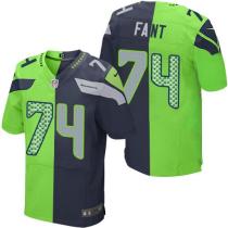 Nike Seahawks -74 George Fant Steel Blue Green Stitched NFL Elite Split Jersey Nike Seahawks -74 George Fant Steel Blue Green Stitched NFL Elite Split Jersey