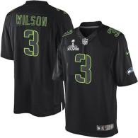 Seattle Seahawks Super Bowl XLVIII #3 Men's Russell Wilson Elite Black Impact Jersey