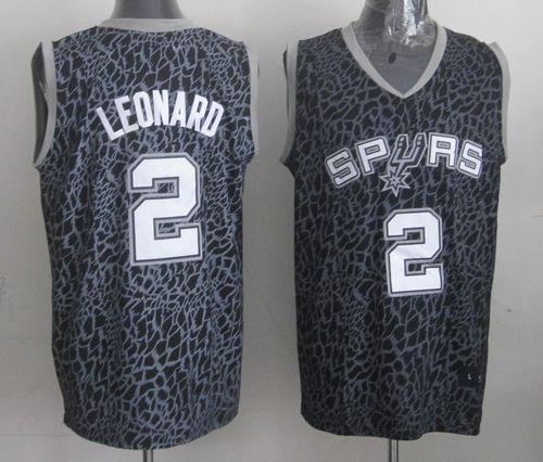 San Antonio Spurs -2 Kawhi Leonard Black Crazy Light Stitched NBA Jersey