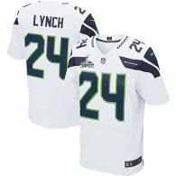 Seattle Seahawks Super Bowl XLVIII #24 Men's Marshawn Lynch Elite Road White Jersey