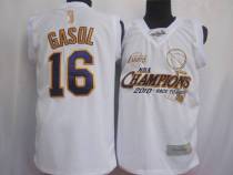 Los Angeles Lakers -16 Pau Gasol White 2010 Finals Champions Stitched NBA Jersey Los Angeles Lakers -16 Pau Gasol White 2010 Finals Champions Stitched NBA Jersey