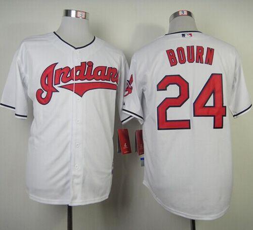 Cleveland Indians -24 Michael Bourn White Cool Base Stitched MLB Jersey
