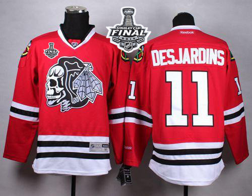 Chicago Blackhawks -11 Andrew Desjardins Red White Skull 2015 Stanley Cup Stitched NHL Jersey