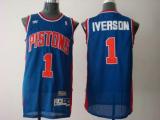 Detroit Pistons -1 Allen Iverson Blue Throwback Stitched NBA Jersey