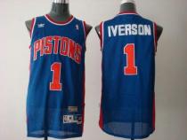 Detroit Pistons -1 Allen Iverson Blue Throwback Stitched NBA Jersey Detroit Pistons -1 Allen Iverson Blue Throwback Stitched NBA Jersey