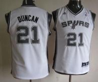 San Antonio Spurs #21 Tim Duncan White Youth Stitched NBA Jersey