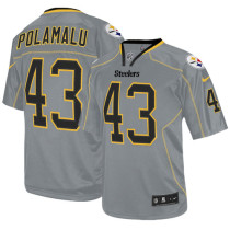 Nike Pittsburgh Steelers #43 Troy Polamalu Lights Out Grey Men's Stitched NFL Elite Jersey Nike Pittsburgh Steelers #43 Troy Polamalu Lights Out Grey Men's Stitched NFL Elite Jersey