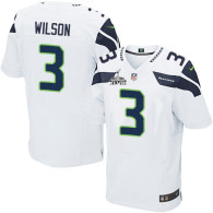 Seattle Seahawks Super Bowl XLVIII #3 Men's Russell Wilson Elite Road White Jersey