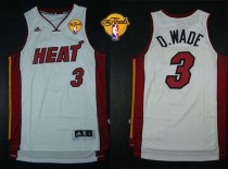 Miami Heat -3 Dwyane Wade White Nickname D WADE Finals Patch Stitched NBA Jersey Miami Heat -3 Dwyane Wade White Nickname D WADE Finals Patch Stitched NBA Jersey
