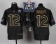 Nike New England Patriots -12 Tom Brady Black Gold No Fashion Super Bowl XLIX Champions Patch Mens S