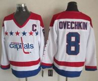 Washington Capitals -8 Alex Ovechkin White CCM Throwback Stitched NHL Jersey