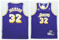 Los Angeles Lakers #32 Orlando Magic Johnson Purple Throwback Stitched Youth NBA Jersey
