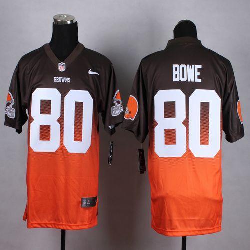 Nike Cleveland Browns -80 Dwayne Bowe Brown Orange Men's Stitched NFL Elite Fadeaway Fashion Jersey