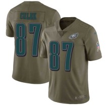 Nike Eagles -87 Brent Celek Olive Stitched NFL Limited 2017 Salute To Service Jersey