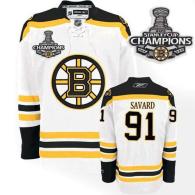 Boston Bruins 2011 Stanley Cup Champions Patch -91 Marc Savard White Stitched NHL Jersey