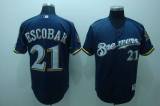 Milwaukee Brewers -21 Alcides Escobar Stitched Blue Cool Base MLB Jersey