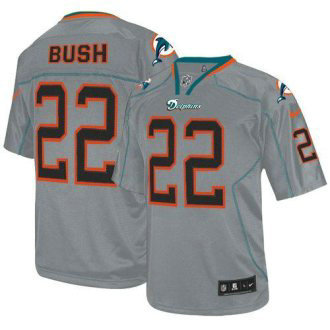 Nike Dolphins -22 Reggie Bush Lights Out Grey Stitched NFL Elite Jersey