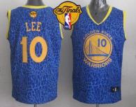 Golden State Warriors -10 David Lee Blue Crazy Light The Finals Patch Stitched NBA Jersey