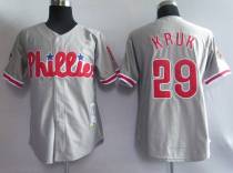 Mitchell and Ness Philadelphia Phillies #29 John Kruk Grey Stitched Throwback MLB Jersey Mitchell and Ness Philadelphia Phillies #29 John Kruk Grey Stitched Throwback MLB Jersey