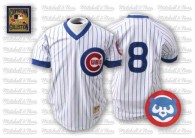 Mitchell and Ness Chicago Cubs -8 Andre Dawson Stitched White Wite Blue Strip Throwback MLB Jersey