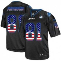 Nike Lions -81 Calvin Johnson Black With WCF Patch USA Flag Fashion Jersey Nike Lions -81 Calvin Johnson Black With WCF Patch USA Flag Fashion Jersey