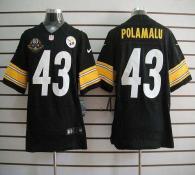 Nike Pittsburgh Steelers #43 Troy Polamalu Black Team Color With 80TH Patch Men's Stitched NFL Elite