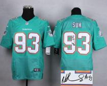 Nike Miami Dolphins #93 Ndamukong Suh Aqua Green Team Color Men's Stitched NFL Elite Autographed Jer Nike Miami Dolphins #93 Ndamukong Suh Aqua Green Team Color Men's Stitched NFL Elite Autographed Jer