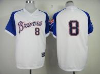 Atlanta Braves #8 Justin Upton White 1974 Throwback Stitched MLB Jersey