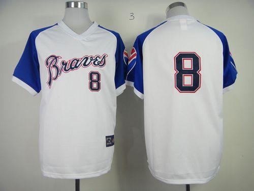 Atlanta Braves #8 Justin Upton White 1974 Throwback Stitched MLB Jersey